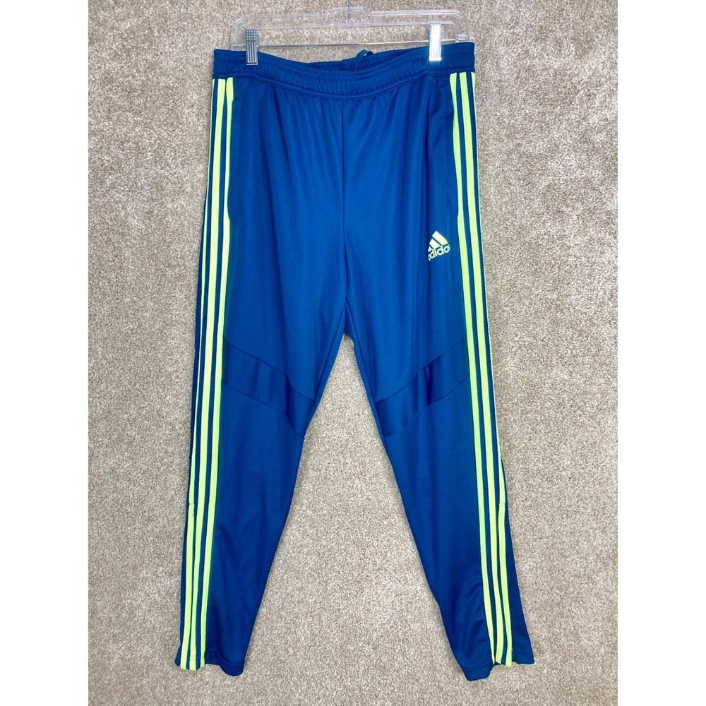 Adidas Climacool Tiro Striped Track Pants Mens L Blue Sporty Streetwear Pull On